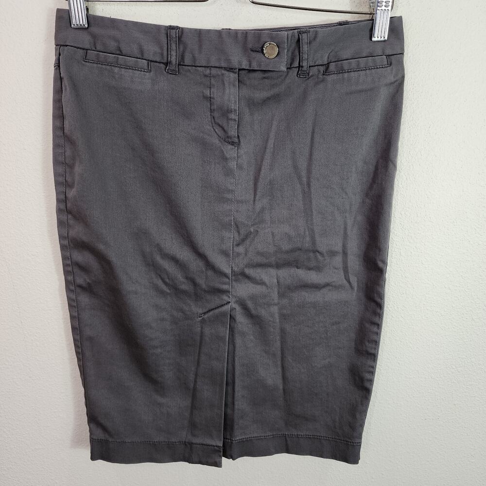 Vintage 90s Y2K BEBE Gray Casual Pencil Skirt Khaki Size 27 Stretch Cotton